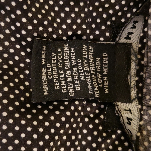 Black & White Polka-dot button-down belted Blouse w/ 3/4 sleeve size:M - Picture 9 of 15